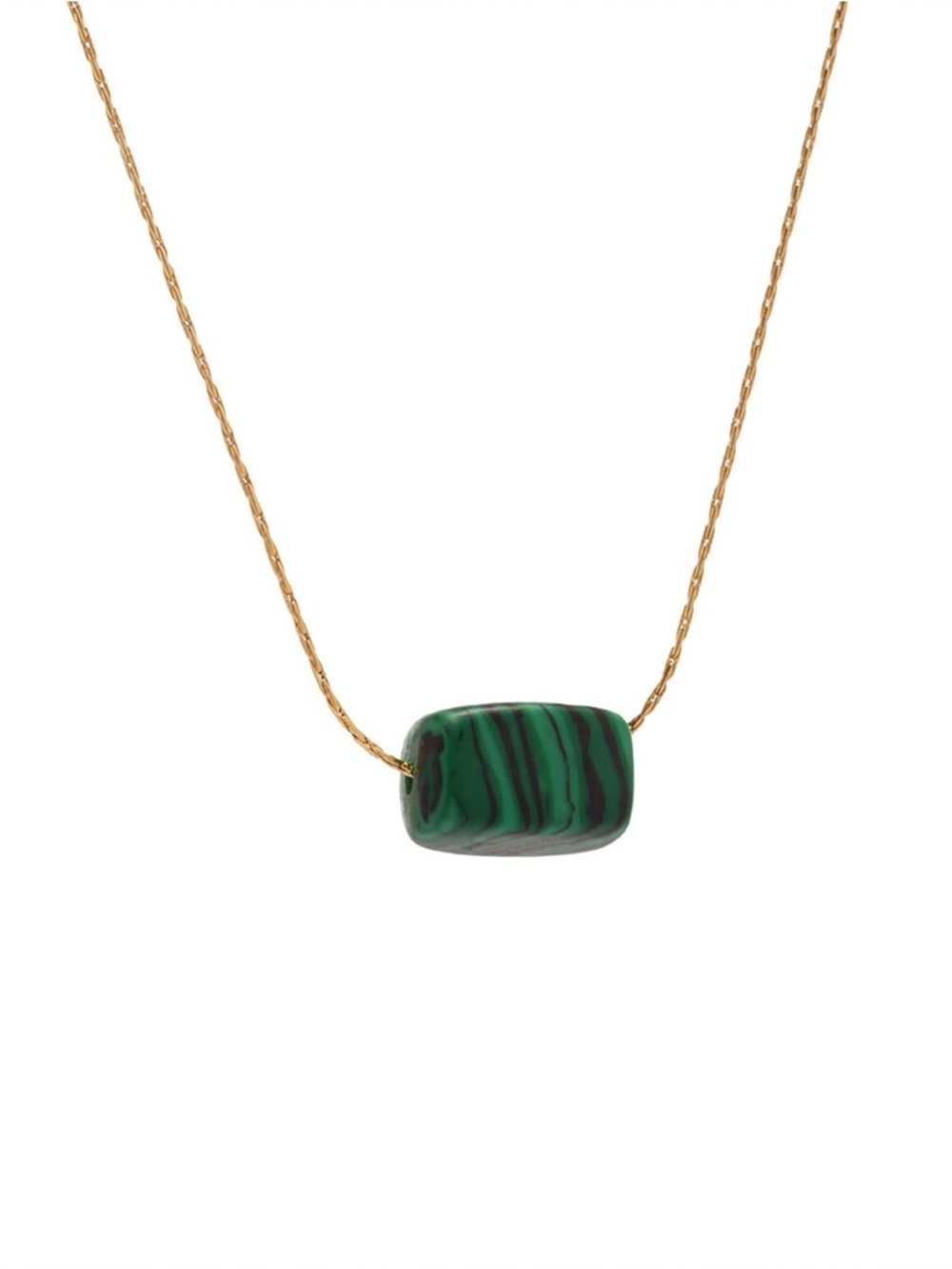 💚 Natural Malachite Necklace Green Gemstone 18K Gold-Plated Boho Pendant ✨ - Picture 3 of 4